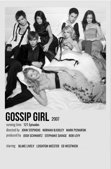 Black And White Fashion Aesthetic, Gossip Girl Desktop Wallpaper, Gossip Girl Polaroid Poster, Gossip Girl Poster Aesthetic, Gossip Girl Cover, Movie Poster Black And White, Gossip Girl Aesthetic Poster, Gossip Girl Black And White, Black And White Vogue Covers