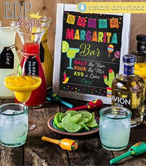 Margarita Sign, Mexican Fiesta Bridal Shower, Margarita Party, Mexican Bridal Showers, Margarita Bar, Mexican Birthday Parties, Mexican Party Decorations, Fiesta Bridal Shower, Fiesta Birthday Party