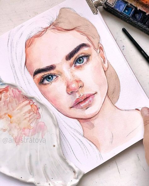 Watercolor Face, Watercolor Art Face, Watercolor Portrait Painting, 얼굴 드로잉, Painting Art Lesson, 수채화 그림, Watercolor Paintings Tutorials, Watercolor Art Lessons, Arte Sketchbook