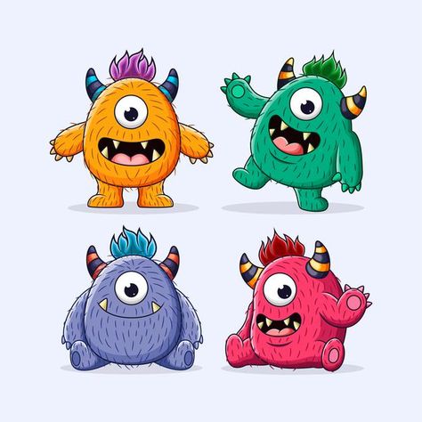 Happy Monster Drawing, Cute Monsters Drawings Easy, Cute Monster Tattoo, Cartoon Monsters Drawing, Monster Cartoon Drawing, Cute Monster Character Design, Illustrated Monsters, Cartoon Monsters Cute, Cute Monster Drawing