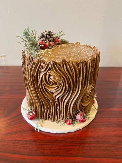 Forest Theme Cakes, Bark Cake, Holiday Cakes Christmas, Stump Cake, Tree Stump Cake, Winter Cakes, Cakes Christmas, Christmas Themed Cake, Cake Recepies