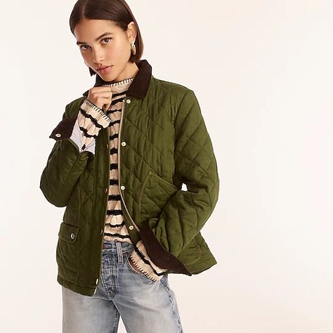 J.Crew: Quilted Barn Jacket™ For Women Jcrew Fall, J Crew Jacket, Barbour Women, American Workwear, Barbour Jacket, Quilt Jacket, Patches Jacket, 30th Anniversary, Field Jacket