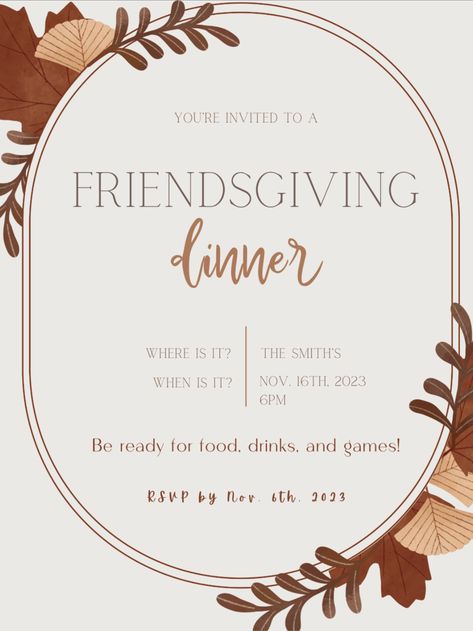 Friends Giving Invitation Free, Friends Giving Invite, Friends Giving Invitations, Friendsgiving Invitations Template, Desert Invitations, Friendsgiving Invitations, Thanksgiving Graphics, Friendsgiving Ideas, Friendsgiving Dinner Party