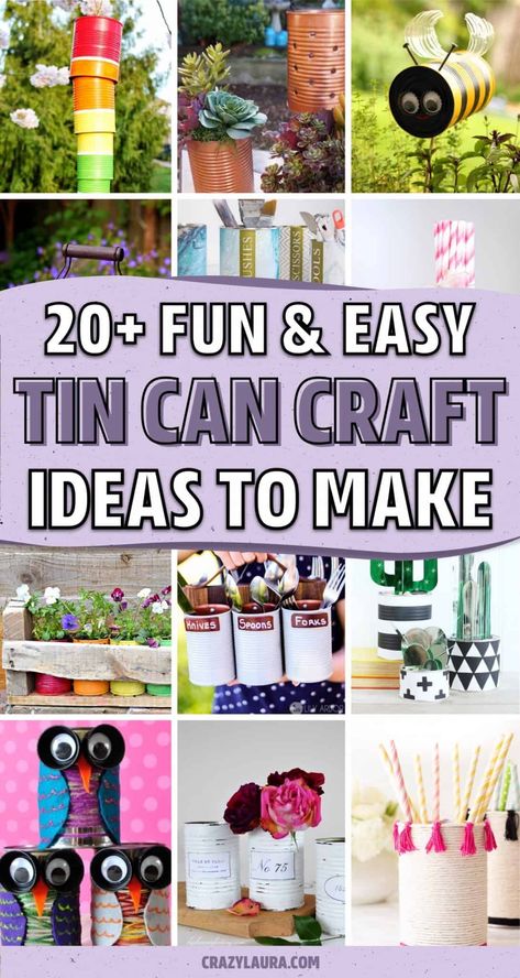 Need a simple and fun DIY project for you or the kids?! Check out these recycled tin can craft tutorials and ideas for inspiration! Ice Cream Bucket Crafts, Oddity Crafts, Coffee Creamer Container Crafts, Upcycling Bottles, Parents Photoshoot, Repurpose Decor, Container Crafts, Coffee Can Crafts, Recycle Metal