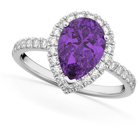 Allurez Pear Cut Halo Amethyst & Diamond Engagement Ring 14K White... (18.960 DKK) ❤ liked on Polyvore featuring jewelry, rings, white gold, 14 karat gold diamond ring, 14k engagement ring, white gold amethyst ring, white gold engagement rings and pear cut diamond ring Pear Shaped Halo Engagement Ring, Pink Tourmaline Engagement Ring, Pear Cut Diamond Ring, Halo Bridal Set, Special Engagement Ring, Gold Amethyst Ring, Pear Cut Engagement Rings, Engagement Ring Inspiration, Pink Tourmaline Ring