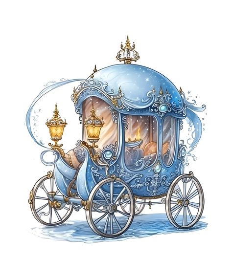 Fairyland Drawing, Carriage Illustration, Cinderella Illustration, Fairytale Clipart, Magical Owl, Digital Invitations Wedding, Fairytale Princess, Pumpkin Carriage, Watercolor Floral Wedding Invitations