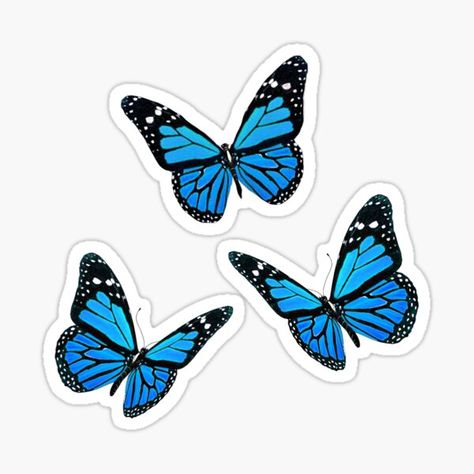 Blue Butterfly Design, Printable Stickers Hd, Blue Butterfly Sticker, Blue Monarch Butterfly, Butterflies Stickers, Butterflies Blue, Butterflies Design, Butterfly Stickers, Preppy Stickers