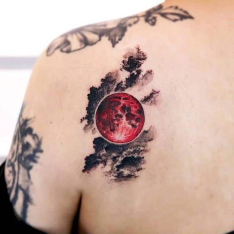 Red Full Moon Tattoo, Full Moon Tattoo Designs For Women, Blood Moon Tattoo, Red Moon Tattoo, Full Moon Tattoo Designs, Blue Moon Tattoo, Miniature Tattoos, 2023 Pedicure, Full Moon Tattoo