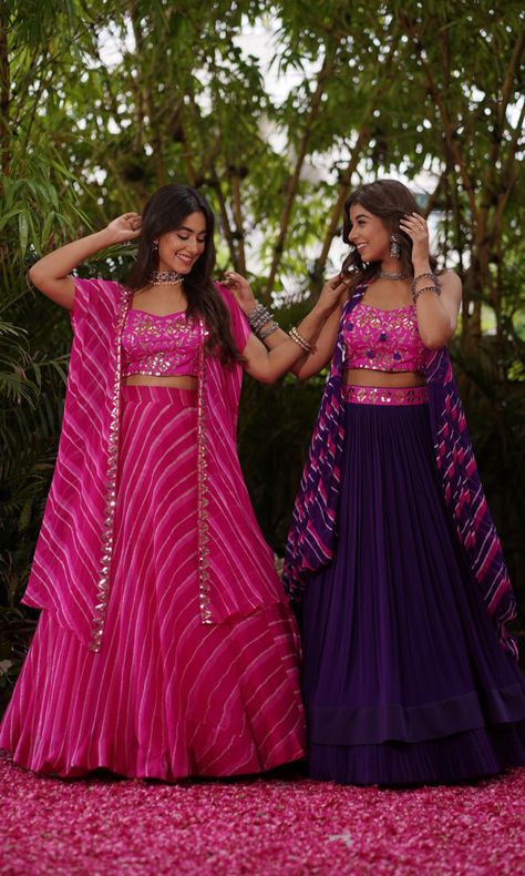 Reigning like a true traditional beauty, in our most coveted shades of pink!…. #isliebypriyajain #islie #priyajain #fashionable #fashion #aesthetic #indianfashion #indianwear #indiandesignerwear Mehendi Lahanga, Lehenga Designs Leheriya, New Lehenga Choli Designs, Lahriya Lehanga, Bandhej Lehenga Choli, Laheriya Design Lahenga, Leheriya Outfit Ideas, Lehriya Chaniya Choli, Pink Choli Design