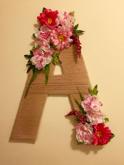 Letter DIY. Beautiful letter A. Birthday girl, A for Adina. DIY cardboard letter, wool letter, flower letter. A. SilviaTsurkan Diy Cardboard Letters, Flower Letters Diy, Letter With Flowers, Letters Diy, Cardboard Letters, Letter Diy, Letter Decor, Flower Letter, Letter Decoration