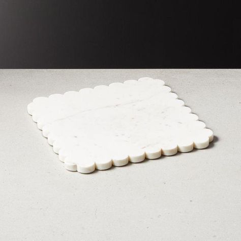 Penny White Scalloped Edge Marble Server Cheese Platter Board, Marble Serving Boards, Marble Cheese Board, Platter Board, Marble Square, Cheese Platter, Cheese Platters, Small Bites, Chopping Board