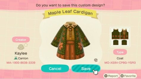 Cute Animal Crossing Custom Designs For Autumn/Fall - Super Cute Kawaii!! Acnh Maple Leaf Design, Acnh Fall Hat Code, Animal Crossing Autumn Clothes, Animal Crossing Autumn Codes, Acnh Fall Clothes, Animal Crossing Fall Outfits, Acnh Fall Codes, Fall Animal Crossing, Animal Crossing Autumn