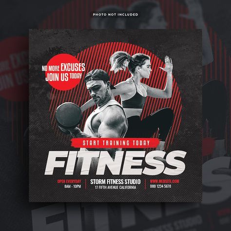 Gym Flyer, Gym Banner, Free Social Media Templates, Fitness Flyer, Diy Gym, Gym Poster, Sport Banner, Workout Posters, Social Media Poster