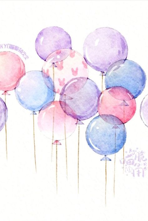 10 common Watercolor Painting Ideas-balloon Paint Balloons On Canvas, Balloon Watercolor Painting, Watercolor Balloons Painting, Balloon Drawing Aesthetic, Cute Balloon Drawing, Balloon Painting Canvases, Simple Watercolor Paintings For Beginners Ideas, Balloon Canvas Painting, Watercolour Balloons