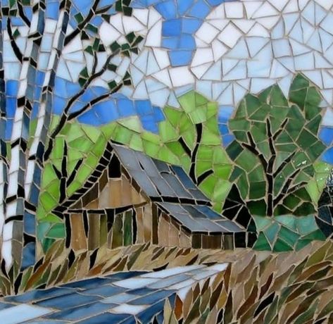 Mosaic Landscapes, Mosaics Ideas, Landscape Mosaic, Stained Glass Mosaic Art, Mosaic Painting, Mosaic Stained, Mosaic Tile Art, Glass Mosaic Art, Mosaic Pictures