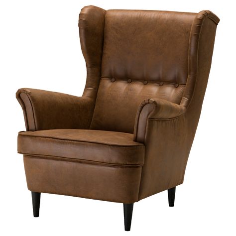 STRANDMON Wing chair, Järstad brown. You can really loosen up and relax in comfort because the high back on this chair provides extra support for your neck. 10-year limited warrranty. Ikea Strandmon Chair, Strandmon Chair, Ikea Strandmon, Leather Wingback Chair, Leather Wingback, Ikea Chair, Modern Kitchens, Fabric Armchairs, Wing Chair