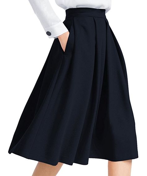 Sabine  Skirt Option High Waisted A Line Skirt, Pola Rok, Rok Midi, Prom Skirt, Midi Skirt With Pockets, Full Midi Skirt, Pleated Skirt Dress, Black Midi Skirt, Line Skirt