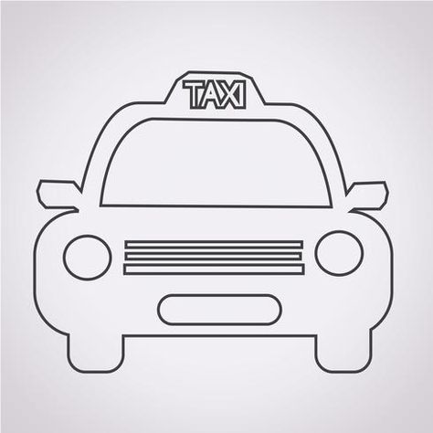 Taxi Car Icon Taxi Drawing Easy, Taxi Driver Sketch, Taxi Cartoon, Taxi Drawing, Taxi Illustration, Nyc Taxi Drawing, New York Activities, New York Taxi Illustration, Boho Icons