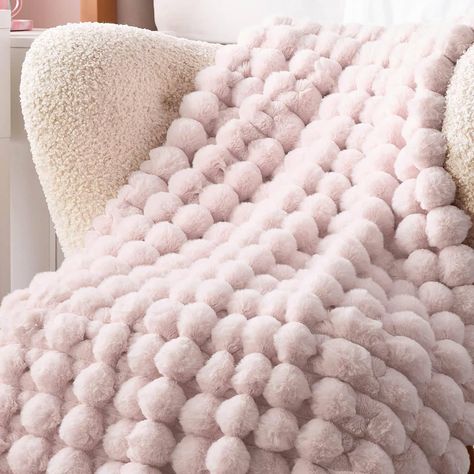 Throw Blankets And Pillows, Faux Throw Blanket, White Throw Blanket On Bed, Fluffy Pink Blanket, Pink Fluffy Blanket Aesthetic, Coquette Throw Blanket, Wishlist Ideas For Christmas, Cute Pink Throw Pillows, College Stuff To Buy