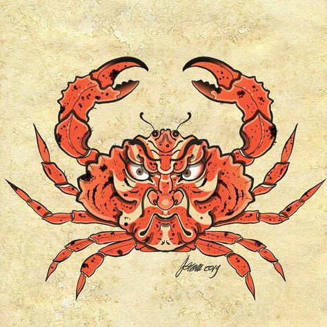 𝙹𝚎𝚛𝚘𝚗𝚒 𝚃𝚊𝚝𝚝𝚘𝚘𝚜 on Instagram: “Samurai crab available 예약 가능 @lighthouse_professional_tattoo” Samurai Crab Tattoo, Red Crab Tattoo, Samurai Crab, Traditional Crab Tattoo, Tattoo Crab, Desain Tattoo, Oni Samurai, Crab Tattoo, Crab Design