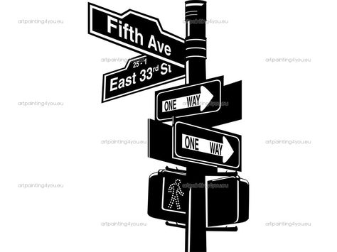 New York Street Signs Street Sign Logo, Street Sign Illustration, Street Sign Drawing, New York Street Signs, New York Street Sign, One Way Street Sign, Freezer Paper Crafts, Street Sign Design, New York Sign