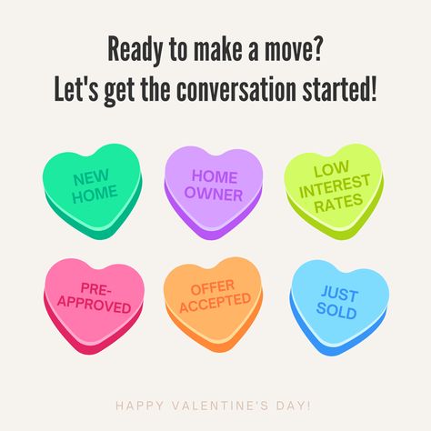 Now these are my kind of conversation hearts! Happy Valentine's Day, everyone! Are you ready to purchase or list a home of your own? I would love to have a conversation about your real estate goals and how I can help. 🤝 Send me a quick message to get started! 📲 Count On Cathy Cathy Brennan (803) 439-1357 63860 Meybohm Real Estate #cbrennanrealtor #cbrennanrealestate #cbrennanhomes #cathyhomes #cbrennanaikensc #homesaikensc #cbrennanwoodsidehomes #cbrennanaikenschools #cbrennanreloca Real Estate Valentines Day, Valentine’s Day Real Estate, February Real Estate, Valentines Real Estate Marketing, Real Estate Valentines, Realtor Valentines Day Marketing, Valentines Day Post, Real Estate Fun, Real Estate Marketing Design