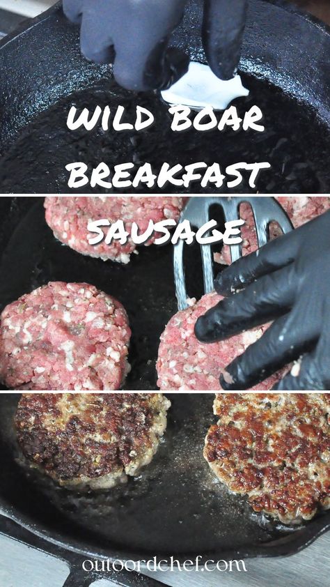 wild boar breakfast sausage Wild Hog Sausage Recipes, Boar Sausage Recipes, Wild Pig Recipes, Wild Boar Sausage Recipes, Sausage Meat Recipes, Boar Recipes, Breakfast Staples, Wild Boar Recipes, Sausage Burgers