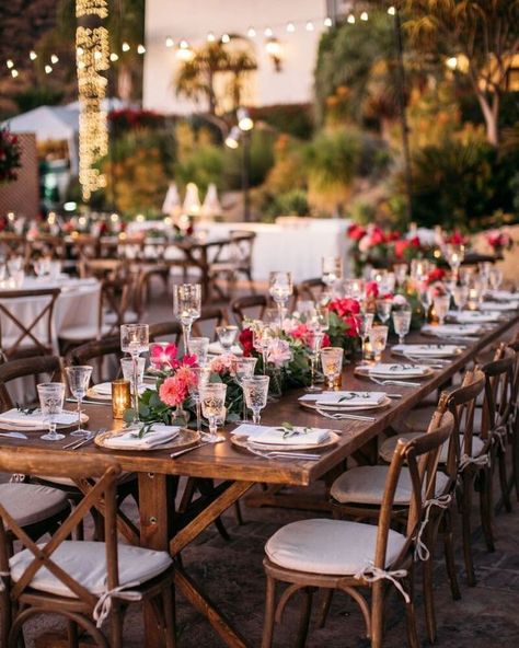 Long Wood Table, Hummingbird Nest Ranch, Flower Runner, Hummingbird Nest, Inside Weddings, Low Centerpieces, Table Setting Inspiration, Wedding Inside, Real Weddings Photos