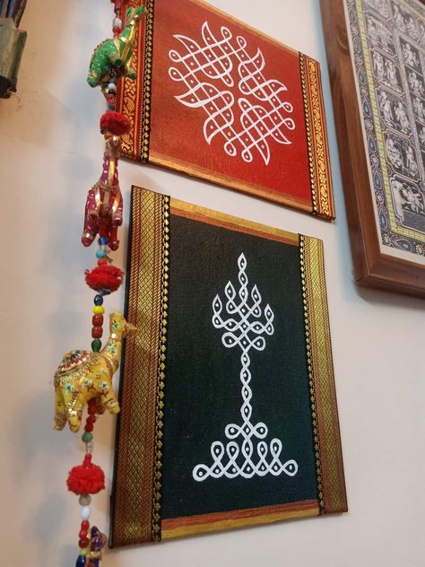 Indian Room Decor, Fabric Wall Decor, India Home Decor, Ganpati Decoration Design, Ethnic Home Decor, Pooja Room Door Design, Goddess Decor, Pooja Room Design, Rangoli Border Designs