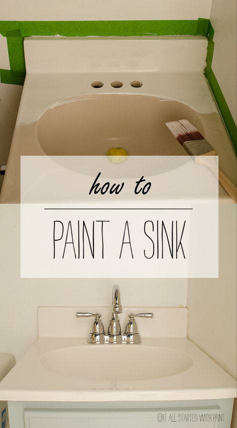 How To Paint A Sink Paint A Sink, Painting A Sink, Basement Decoration, Diy Bathroom Makeover, Bathroom Countertops, Bathroom Redo, Trendy Bathroom, Steampunk Style, Easy Home Decor