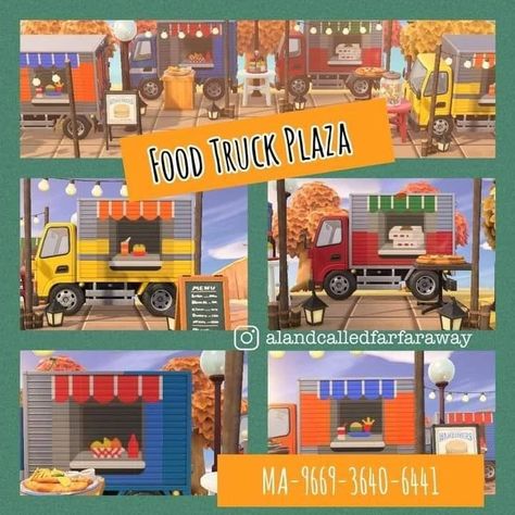 Truck/shops - Imgur Acnh Food Truck, Food Truck Ideas, Animal Crossing Cafe, Motif Acnl, Animal Crossing 3ds, Building Signs, Animal Crossing Wild World, Food Truck Design, Truck Ideas