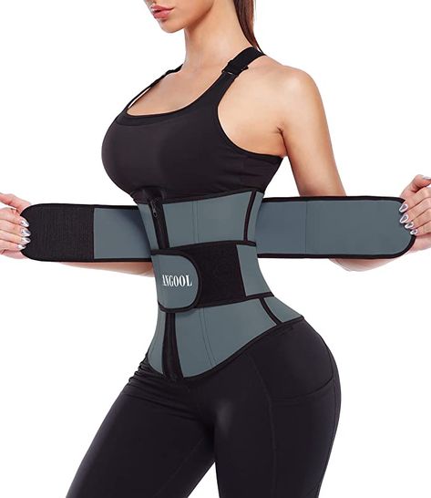 ANGOOL Neopren Waist Trainer for Women,Workout Plus Size Trimmer Belt Sauna Sweat Corset Cincher with Zipper Workout Plus Size, Sweat Waist Trainer, Waist Trimmer Belt, Waist Trainer Workout, Best Waist Trainer, Waist Shapewear, Waist Corset, Waist Trimmer, Women Workout