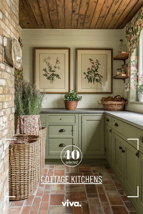 ♥ Dreaming of a charming cottage kitchen? 🏡✨ Step into this cozy English cottage kitchen with a modern twist. Get inspired by the white cottage kitchen shelves, inviting French elements, and rustic country touches. Perfect for creating a timeless and aesthetic space! #cottagekitchen #Frenchcottagekitchen #moderncottagekitchen #cozycottagekitchen #kitcheninspiration #cottagecore 🌿🍳 Cozy Kitchen Aesthetic Vintage, Cotswolds Cottage Kitchen, Small Cottage Style Kitchen, Ikea Kitchen Cottage, Cottagecore Kitchen Colors, Victorian Cottage Core House Interior, Southern Cottage Kitchen, French Cottagecore Aesthetic, Small Country Cottage Interiors