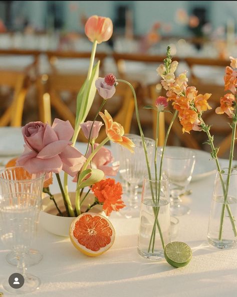 Fruit Wedding, Citrus Wedding, Wedding Table Flowers, Purple And Orange, Orange Wedding, Wedding Table Settings, Wedding Mood Board, Wedding Tablescapes, Wedding Mood