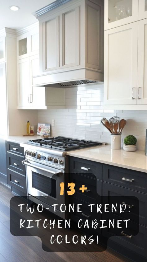 Thinking of a color update? Tap here for tips on choosing the perfect two-tone cabinet colors to add depth and vibrancy to your kitchen. Color it up! 🌈👩‍🍳 #ColorUpdate #TwoToneCabinets #VibrantKitchen #DepthInDesign #KitchenTips 2 Tone Kitchen Cabinets, Two Tone Kitchen Cabinets Color Combinations, Two Toned Kitchen Cabinets, Cabinet Color Ideas, Kitchen Cabinets Color Combination, Farmhouse Kitchen Colors, Kitchen Cabinet Color, Kitchen Cabinet Color Ideas, Two Tone Kitchen Cabinets