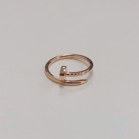 Cartier 18k Rose Gold Juste Un Clou Ring Dupe (1) Cartier Juste Un Clou Ring Diamonds, Jus Un Clou Cartier Ring, Cartier Juste Un Clou Ring Rose Gold, Cartier Juc Ring, Cartier Juste Un Clou Ring, Juste Un Clou Ring, Rose Gold Nail, Nail Bracelet, Gold Nail