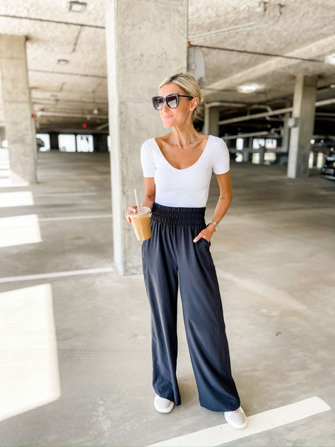 These pants were a favorite of mine for travel and athleisure looks last year! They're back this year with a very similar style! Wearing XS Walmart Dresses, Loverly Grey, Athleisure Style, Classic Style Outfits, Woman Weaving, Chambray Dress, Summer Fashion Trends, One Piece Suit, Ladies Fashion