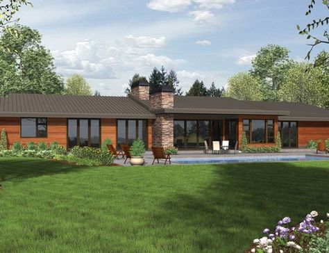 colorado home designs | Photographed Homes May Include Customer Requested Plan Modifications Contemporary Ranch Home, Modern Ranch House Plans, Modern Ranch Style Homes, Mid Century Modern Ranch, Mid Century Modern House Plans, Modern Ranch House, Ranch Style House, Ranch Style House Plans, Modern Style House Plans