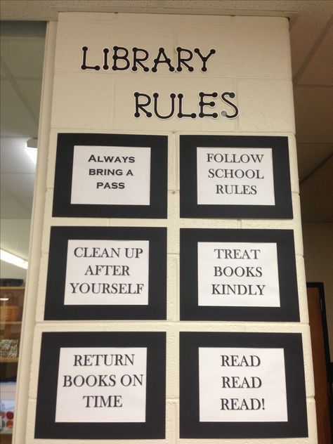 high school library rules School Library Rules Poster, School Library Decorating Ideas High School, Library Bulletin Board Ideas High School, Library Expectations Elementary, Library Rules Elementary, High School Librarian, High School Library Decorating Ideas, High School Library Ideas, High School Library Design