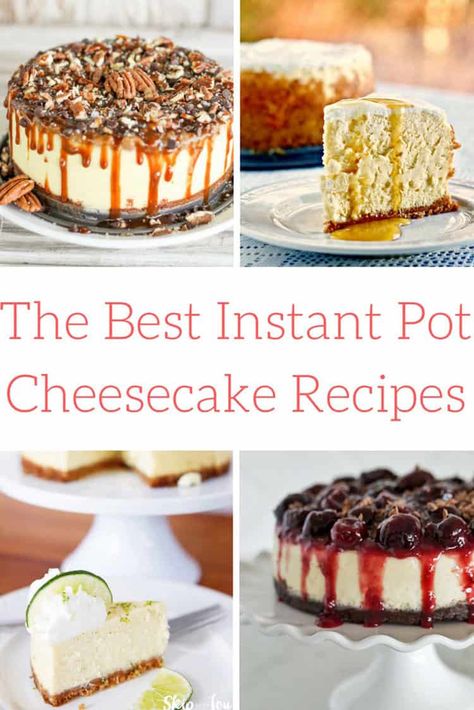 You HAVE to check out this incredible list of 15 Instant Pot Cheesecake recipes! The post includes cheesecakes like Triple Chocolate Cheesecake, Key Lime Cheesecake, Dulce de Leche Cheesecake, and classic New York Style Cheesecake. #instantpot #instantpotrecipes #instantpotcheesecake #cheesecakerecipes Cheesecake Key Lime, Instant Pot Cheesecake Recipes, Best Cheesecake Recipes, Amaretto Cheesecake, Instant Pot Cheesecake, Triple Chocolate Cheesecake, Key Lime Cheesecake, New York Style Cheesecake, Lime Cheesecake