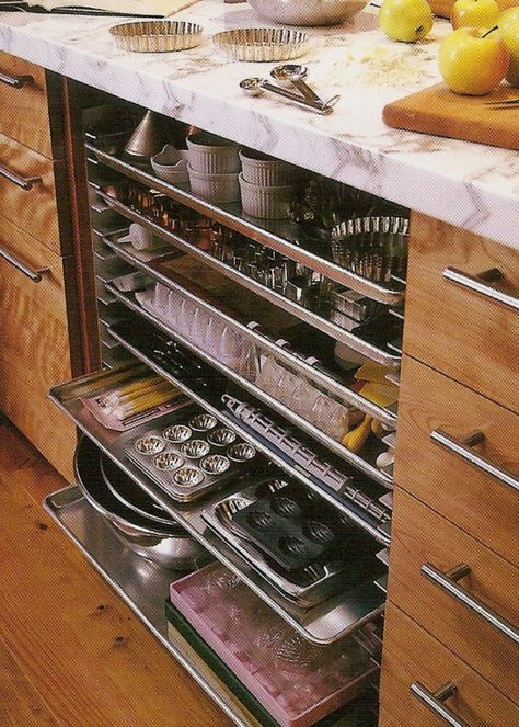 Baking Stations In Kitchens, Kitchen With Baking Station, Home Baking Station, Home Professional Kitchen, Kitchen Appliance Station, Built In Kitchen Organization, Prep Station Kitchen, Kitchen Optimization, Hidden Kitchen Ideas