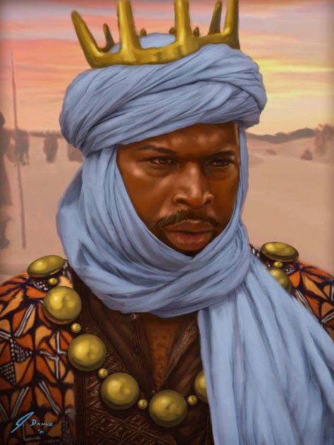 Mansa Musa, 14th century African king of the Mali Empire. Musa gave away so much gold that he reportedly caused inflation in Cairo. Mansa Musa, Black Royalty, African Royalty, Heroic Fantasy, Black Artwork, African Diaspora, African History, Afro Art, Rich People