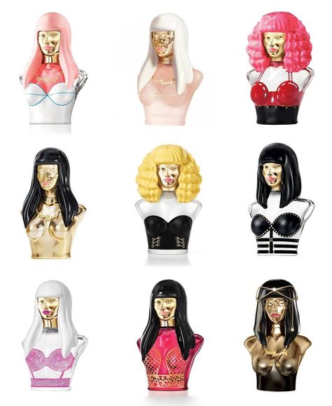 Half Colored Hair, Female Hip Hop Artists, Nicki Minaj Perfume, Perfumes Collection, Nicki Minaj Pink Friday, Nicki Minaj Barbie, Perfume Bottle Design, Barbie Family, Pink Friday