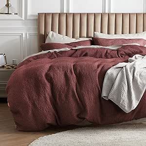 Bedsure Cotton Duvet Cover Queen - 100% Cotton Waffle Weave Madder Brown Duvet Cover Queen Size, Soft and Breathable Queen Duvet Cover Set for All Season (Queen, 90"x90") Bedsure Bedding, Brown Duvet Covers, Textured Duvet Cover, Queen Size Duvet Covers, King Duvet Cover Sets, Round Beds, Queen Duvet Cover, Floral Duvet Cover, Classic Home Decor