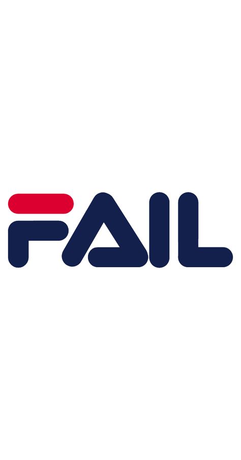 Sticker with the word Fail in the style of the FILA brand logo.. #Logo #Fila #Fail Fake Brand Logos, Funny Brand Logo, Fake Logos Design, Funny Branding, Funny Logo Design, Funny Logos, Logo Funny, Funny Logo, Sticker Logo