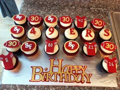 49ers Cookie Cake, 49ers Cupcakes Ideas, 49ers Treats, 49ers Desserts, 49er Cupcakes, 49ers Cupcakes, 49er Party, Superbowl Cupcakes, 49ers Birthday Party