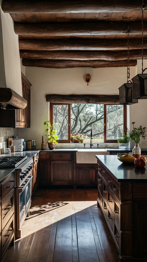 Hacienda Style Kitchen 24 Ideas: Transform Your Space with Spanish Colonial Charm Small Wooden Kitchen Ideas, Modern Spanish Decor Hacienda Style, Old Spanish Style Homes Kitchen, Hacienda Style Homes Kitchen, Mexican Inspired Kitchen Hacienda Style, Spanish House Kitchen, Hacienda Style Kitchen Mexico, Spanish Colonial Modern, Colorful Tile Backsplash