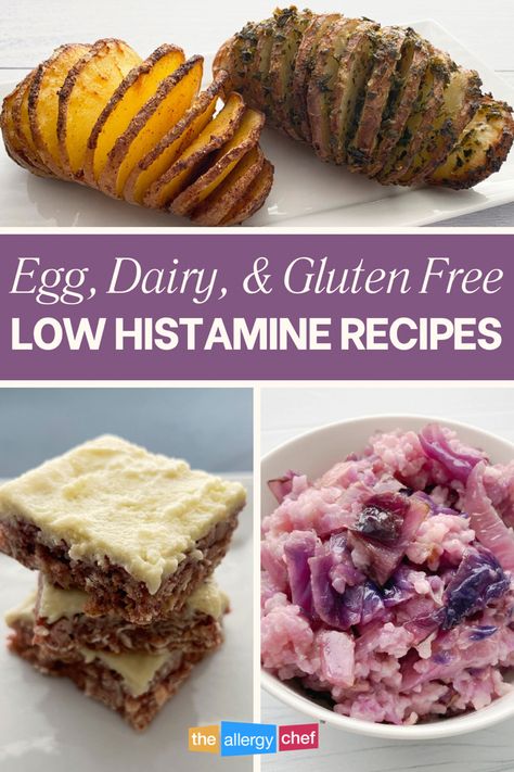 Low histamine breakfasts, lunches, dinners, snacks, and desserts by The Allergy Chef. Low Histamine Treats, Vegan Low Histamine Recipes, Low Histamine Pancakes, Low Fibre Recipes, Low Histamine Dressing, No Histamine Recipes, Low Histamine Dessert Recipes, Histamine Free Recipes, Low Histamine Instant Pot Recipes