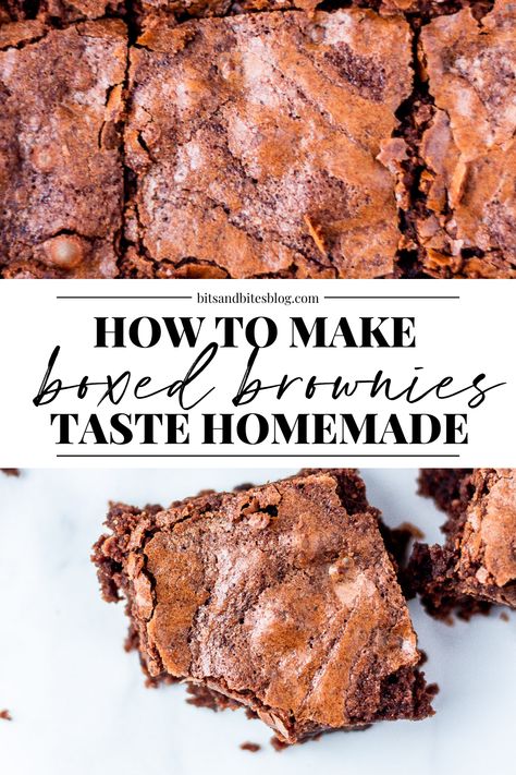 Box Brownies Hacks, Make Box Brownies Taste Homemade, Brownies With Icing Homemade, Improve Brownies Boxed, How To Dress Up Box Brownies, Best Boxed Brownies Recipes, Brownies From Box Ideas, How To Make Box Brownies Taste Better, How To Make Boxed Brownies Taste Better