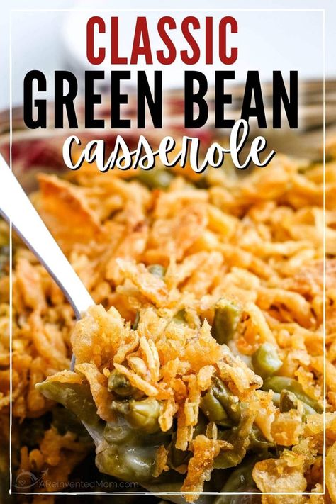 This green bean casserole recipe is a classic side dish perfect for Thanksgiving, other holidays & family dinners! It's easy to make (can make ahead), uses cream of mushroom soup. I've included instructions on how to make this savory side dish using canned, fresh & frozen green beans. Simple Green Bean Casserole Recipe, The Best Green Bean Casserole, Green Bean Casserole Campbells, Thanksgiving Casserole Recipes, Best Green Bean Casserole, Green Bean Casserole Recipe, The Best Green Beans, Classic Green Bean Casserole, Baked Green Beans